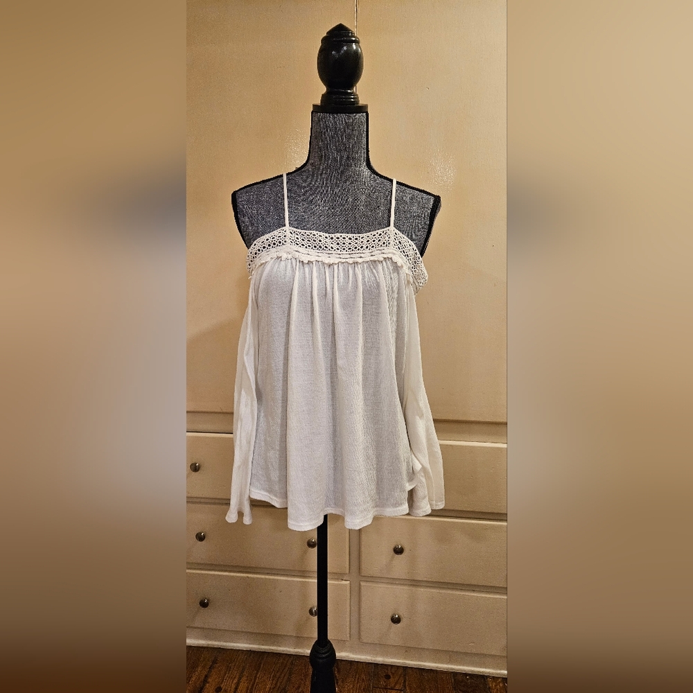 Anthropologie Staring at Stars White Crochet Camisole Top